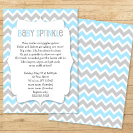 Convite Azul Cinza Chevron Boy Sprinkle