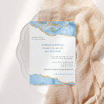 Convite Azul-claro e agitação Dourada, Bat Mitzvah<br><div class="desc">Este design moderno apresenta uma bela fronteira agata e seu texto personalizado. Use o formulário modelo para adicionar seu texto. Os menus avançados de edição,  acessados escolhendo "personalizar ainda mais",  permitirão que você altere as fontes,  as cores e o layout.</div>