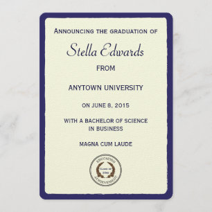 Convite Azul Clássico de Formatura Cantos Arredond