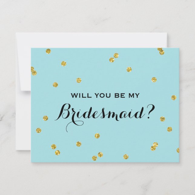 Convite Azul Confetti Dourado| Bridesmaid (Frente)
