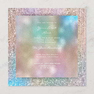 Convite Azul-Cor-de-rosa 3-D Tiffany Pastel Crystals Verde