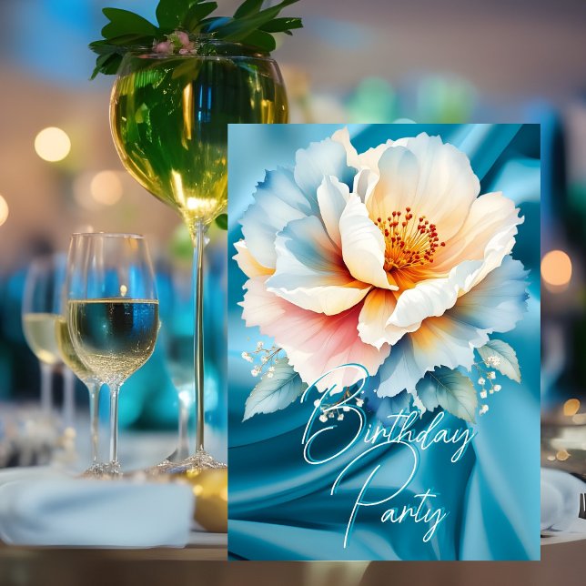 Convite Azul, cor-de-rosa, delicada com Festa de aniversár (Criador carregado)