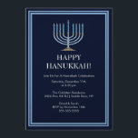 Convite azul da celebração de Menorah Hanukkah<br><div class="desc">Enfie sua festa natalícia fora do direito com nosso convite de festas azul elegante da celebração de Menorah Hanukkah. Certifique-se que todos seus amigos e membros da família estão lá comemorar com você esta época natalícia! Hanukkah é uma época do ano favorita para a maioria, seja certo ser cercado pelas...</div>