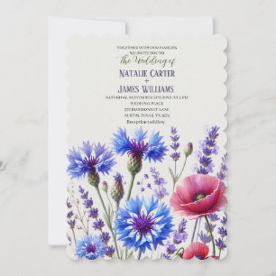 Convite Azul das Centáureas Flor Silvestre Floral Casament