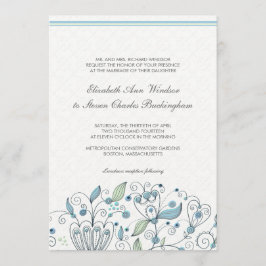 Convite Azul de Casamento do Jardim Whimsical BOHO
