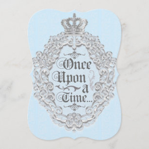 Convite Azul de Conto de Fadas Vintage Storybook