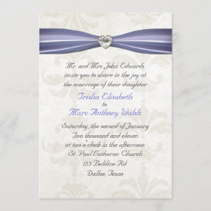 Convite azul & de creme da pervinca do casamento