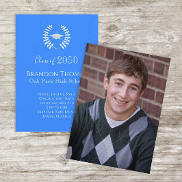 Convite Azul de Laureado Clássico com Na moda de Foto do f