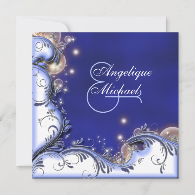 Convite Azul de marfim da costa tropical do casamento de p (Frente)