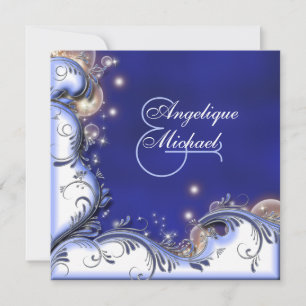 Convite Azul de marfim da costa tropical do casamento de p