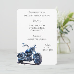 Convite Azul de motocicleta