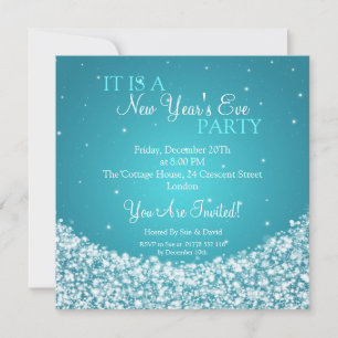 Convite Azul de Sparkle da Noite da Véspera de ano novo