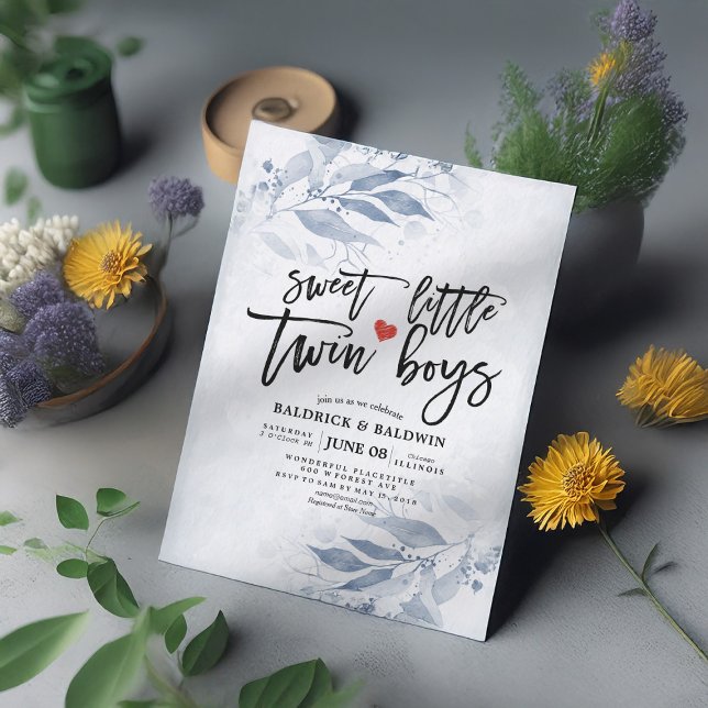 Convite Azul Deixa Chá de fraldas Bons Gêmeos (Criador carregado)