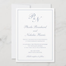 Azul Desbotado Clássico Casamento Elegante