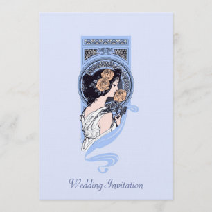 Convite azul do casamento da beleza do nouveau da