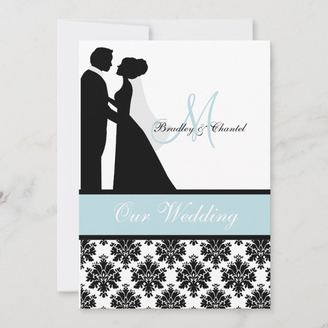 Convite azul do casamento do casal do casamento do (Frente)