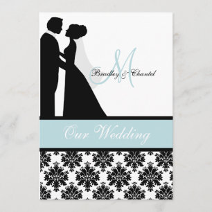 Convite azul do casamento do casal do casamento do