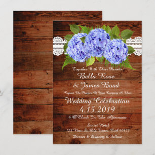 Convite azul do casamento do Hydrangea do laço
