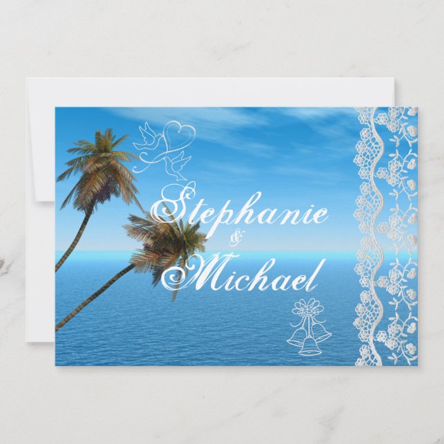 Convite azul do casamento do oceano (Frente)