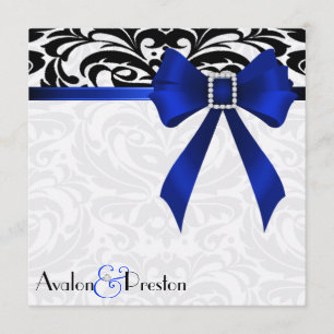 Convite azul do casamento tema damasco do arco de