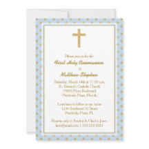 Azul do comunhão com bolinhas Dourados