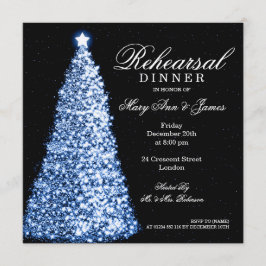 Convite Azul do jantar de ensaio do casamento do Natal