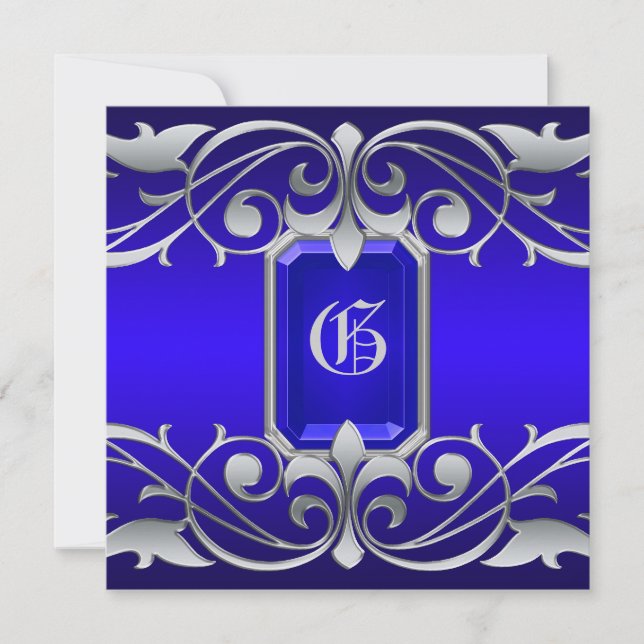 Convite azul do rolo da prata da grã-duquesa jóia (Frente)