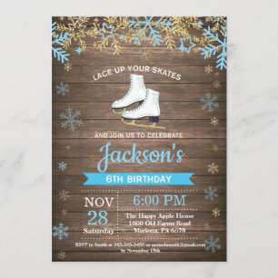 Convite azul do skate da festa de aniversário do