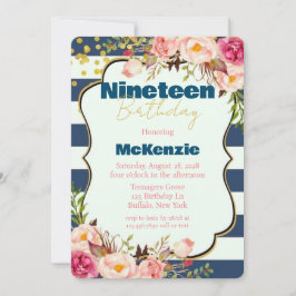 Convite Azul, Dourada, Pink Peony Girl, 19ª Festa de anive