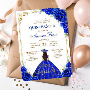 Convite Azul Dourado Prata Meus Quinze Aniversário de Quin
