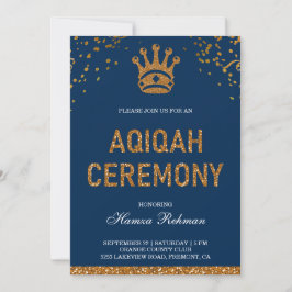 Convite Azul, Dourado Príncipe Príncipe Aqiqah