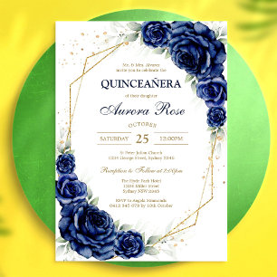 Convite Azul Douro Prata Meus Quinze Aniversário de Quinze
