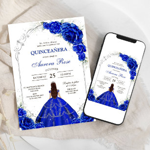 Convite Azul Douro Prata Meus Quinze Aniversário de Quinze