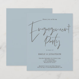 Convite Azul Dusty de Festa de noivado de Script d