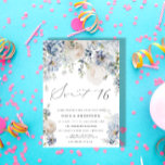 Convite Azul Dusty e cor-de-rosa-rosa doce 16 Aniversário<br><div class="desc">Este convite de aniversário é uma arte maravilhosa,  casando-se com elegância e beleza. O seu design etéreo e gracioso é certamente cativo e impressionante para os destinatários,  dando o tom para uma memorável e deliciosa celebração de aniversário.</div>