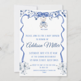 Convite Azul e branco Chinoiserie, mal podemos esperar