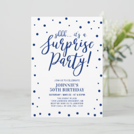 Convite Azul e Branco | Surpresa Festa de Aniversário Adul