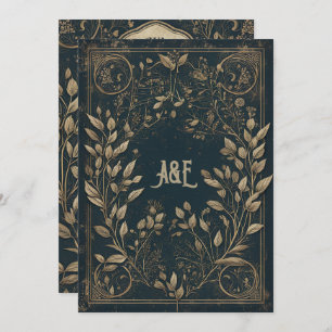 Convite Azul e Dourado entonado selvagem