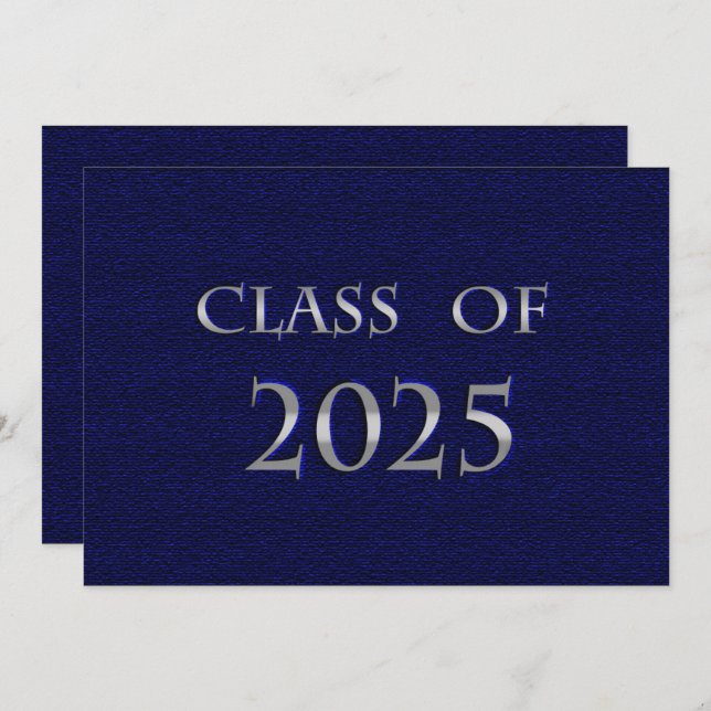Convite Azul e prata Classe de Festa de formatura 2025 (Frente/Verso)