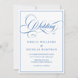 Convite Azul Editorial Casamento Branco Tudo Em Um