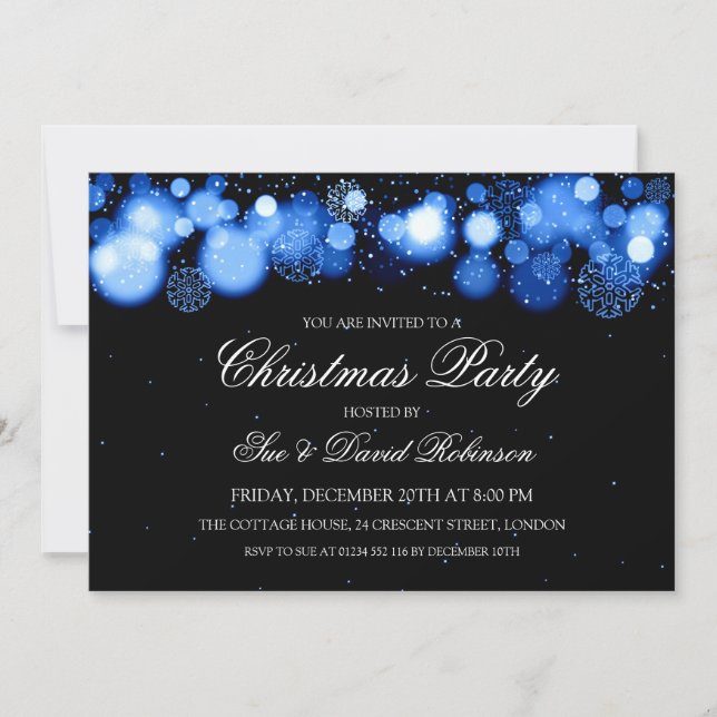 Convite Azul elegante da maravilha do inverno da festa de (Frente)