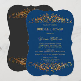 Convite Azul Elegante Dourado