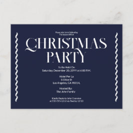 Convite azul elegante vintage para festa de Natal