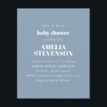 Convite Azul Empoeirado de Chá de fraldas Minimali<br><div class="desc">Convite de Chá de fraldas Minimalista de Orçamento em Azul Dusty</div>