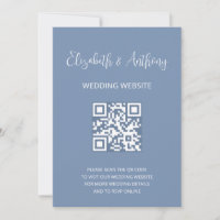 Azul Empoeirado Elegante Script | Código QR RSVP C