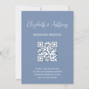 Convite Azul Empoeirado Elegante Script   Código QR RSVP C