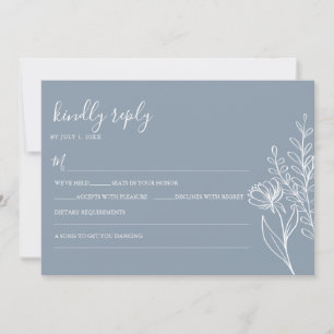 Convite Azul Empoeirado Moderno Minimalista Casamento Eleg