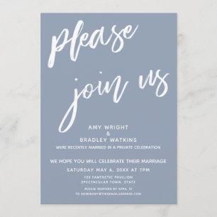 Convite Azul Empoeirado Por Favor Junte-se a Nós Após Rece