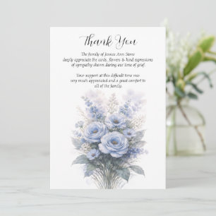 Convite Azul Empoeirado Simpatia Floral Funeral Obrigado 