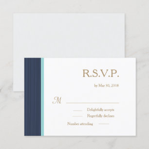 Convite Azul escuro, branco sutil stripes casamento RSVP